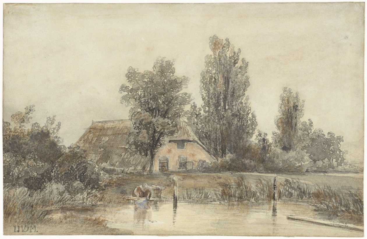 Gård och en vaxande kvinna av Jacob Jan van der Maaten