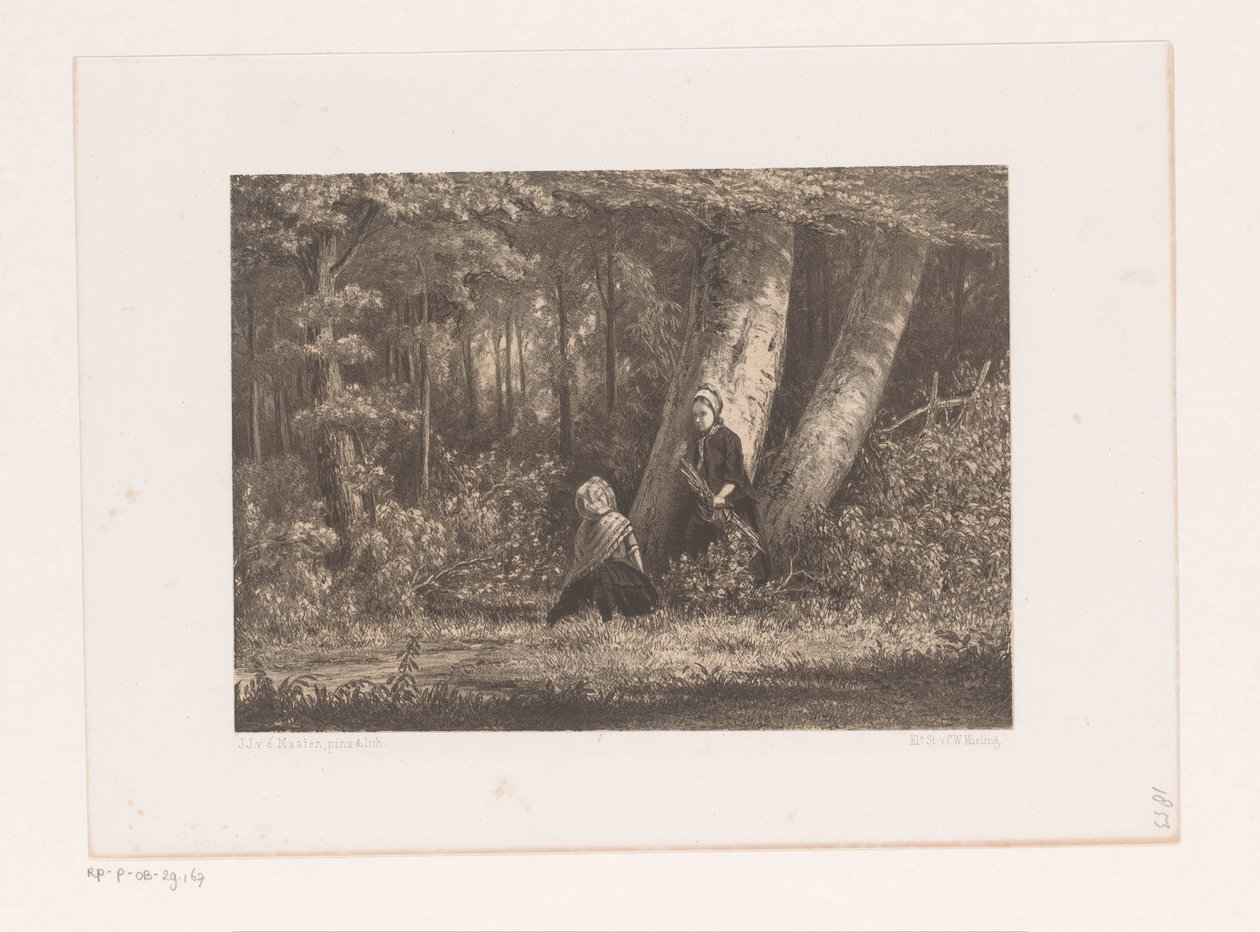 Två flickor i skogen av Jacob Jan van der Maaten