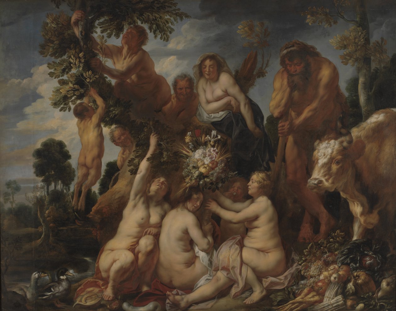 Achelous besegrade av Hercules. Ursprunget till Cornucopia. (Allegory of fruitfulness) av Jacob Jordaens