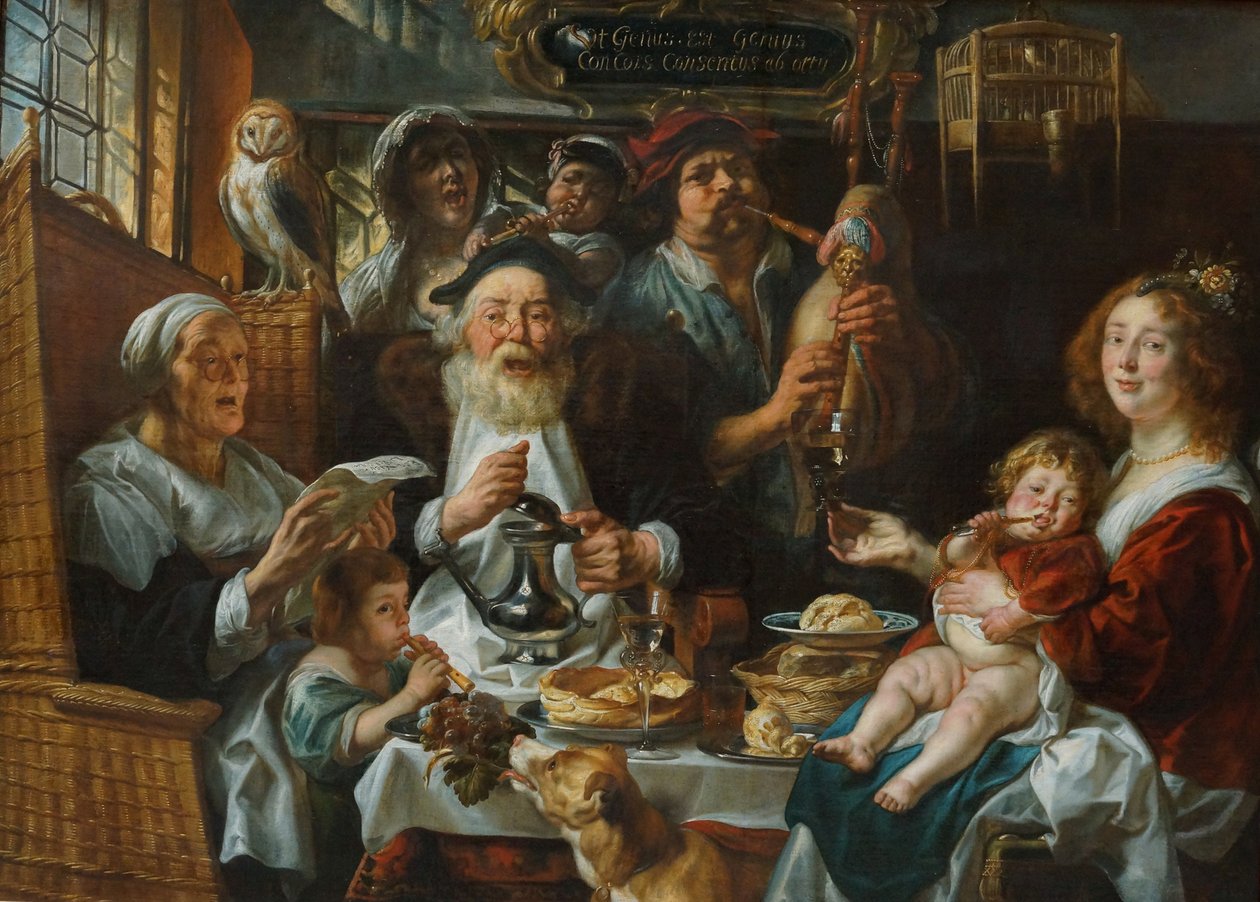 Som den gamla sjunger, så den unga pipan av Jacob Jordaens
