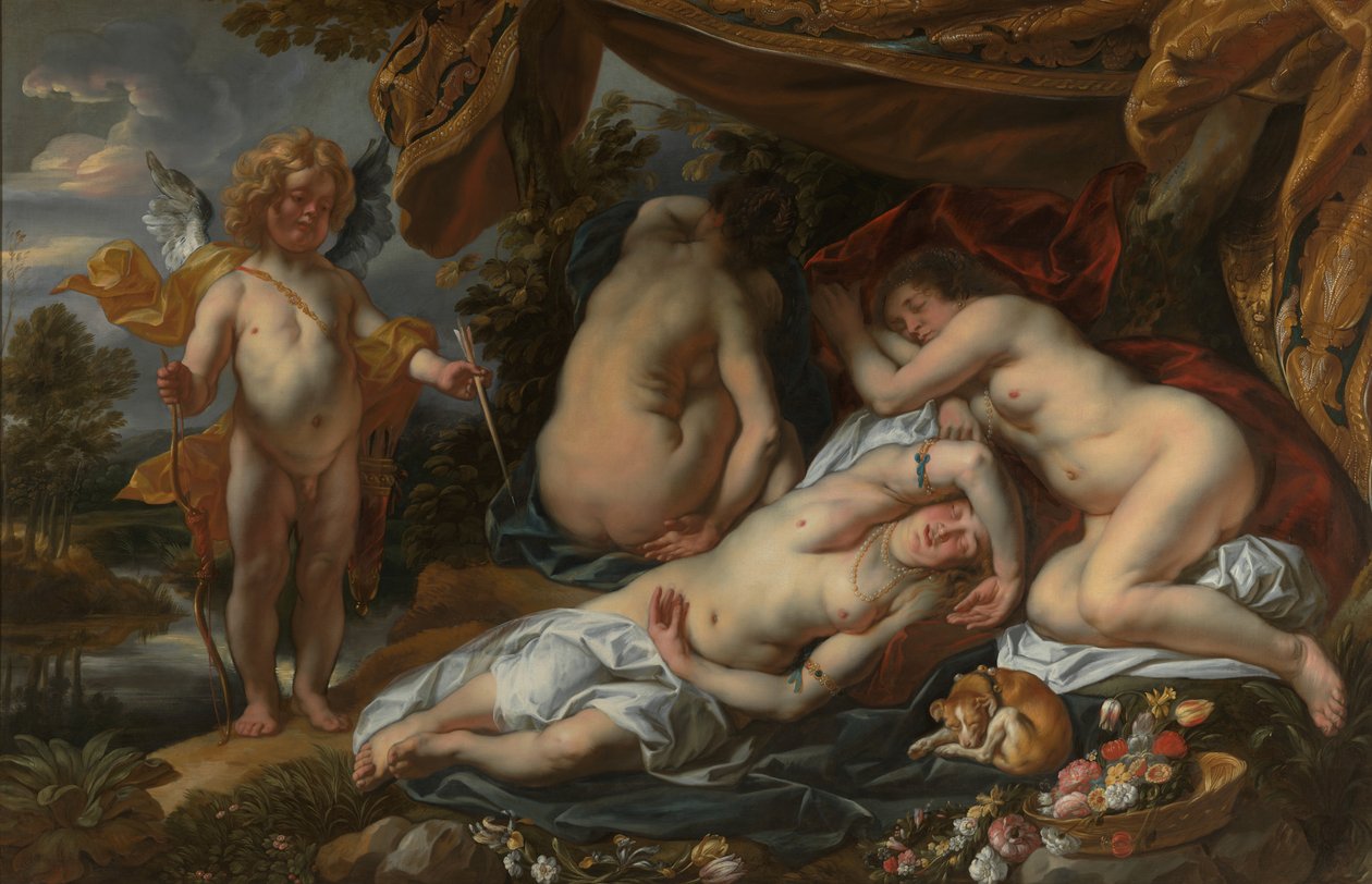 Cupid and Psyche (olja på duk) av Jacob Jordaens