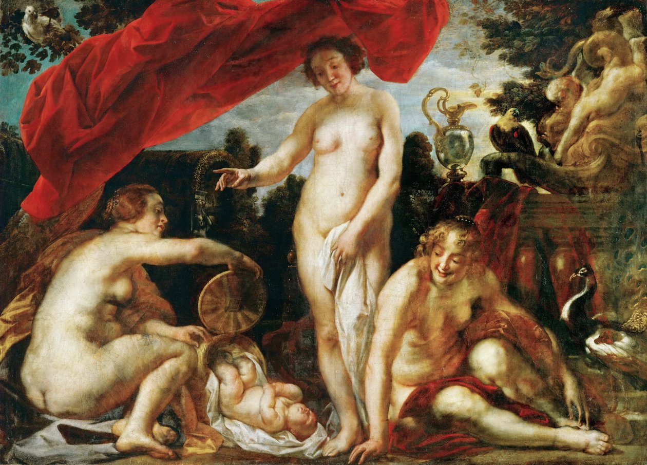 Kekrops döttrar hittar lilla Erichthonios av Jacob Jordaens