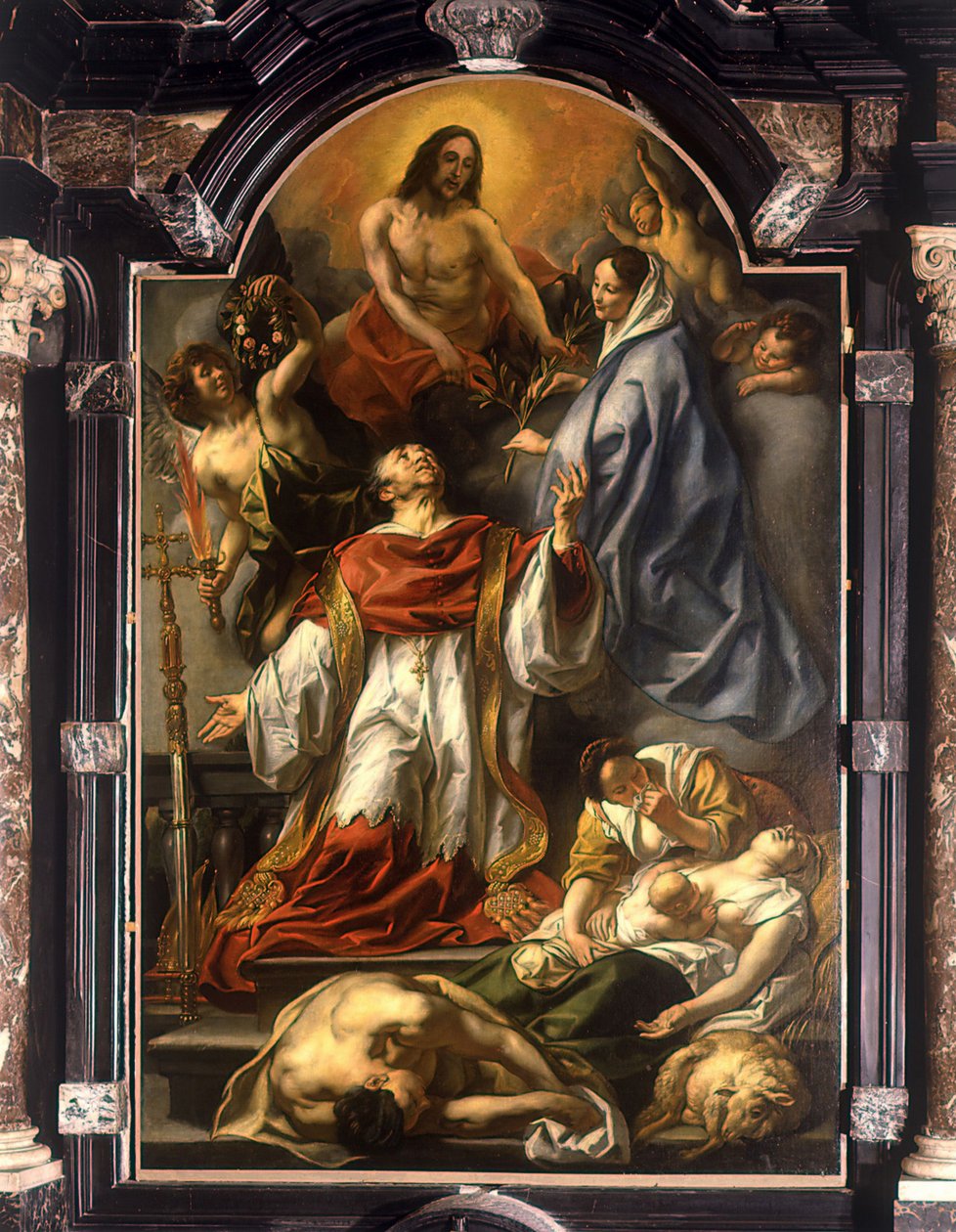 Holländska: S:t Carolus Borromeus går i förbön för de pestsmittade Carolus Borromeus går i förbön för de pestsmittade av Jacob Jordaens