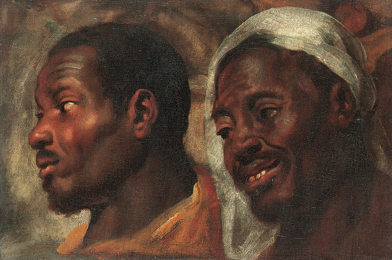 Huvudstudier av två afrikanska män (olja på duk) av Jacob Jordaens