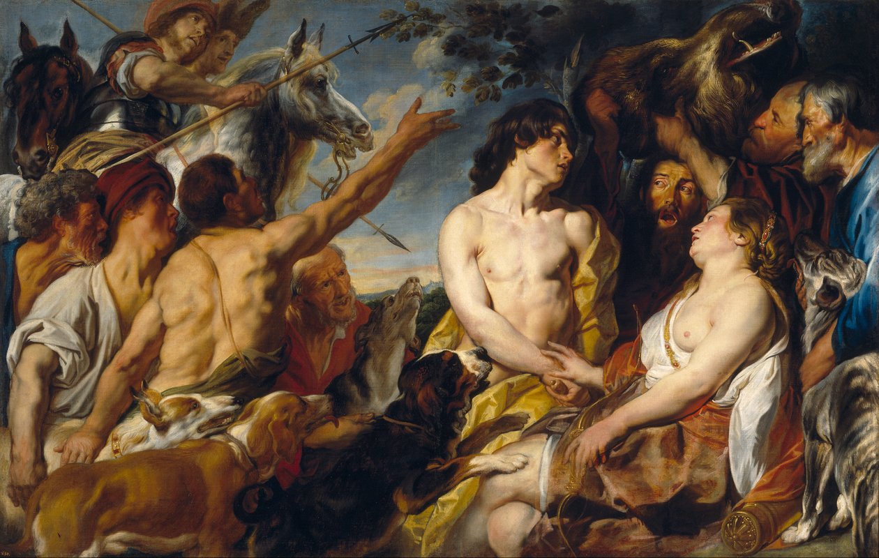 Plexippus och Toxeus stjäl huvudet av det kaledoniska vildsvinet från Atalanta, som hon fått av Meleager (Ovidius, Met. VIII, 260-444) av Jacob Jordaens