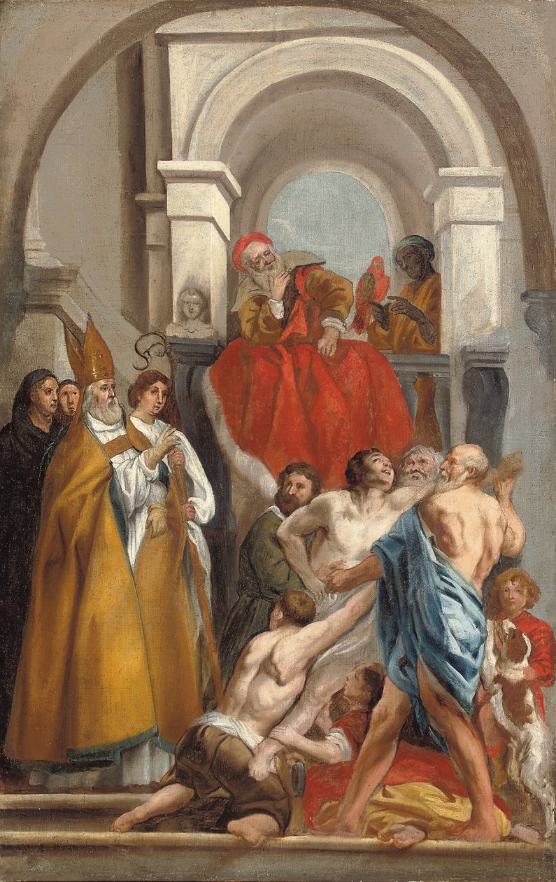 Saint Martin helar en besatt man av Jacob Jordaens