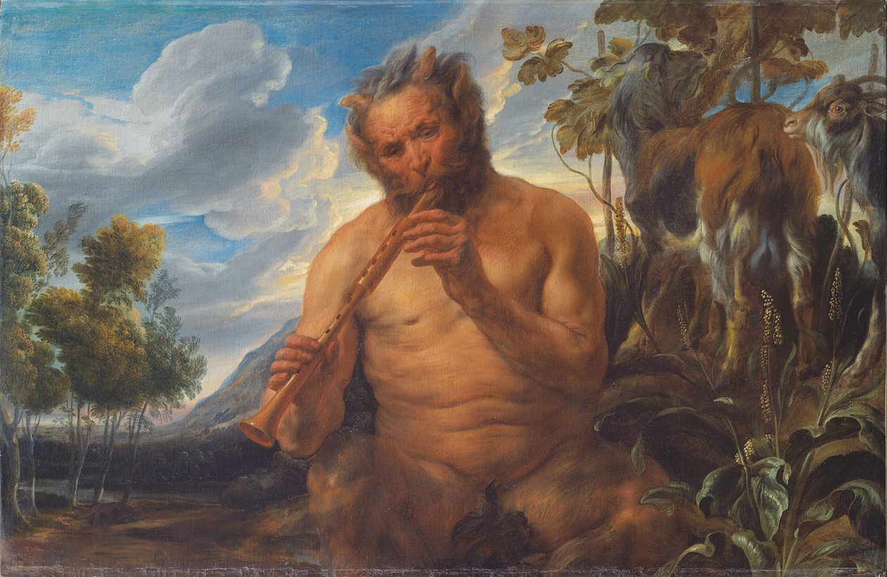 Satyr som spelar pipa (Jupiters barndom) (fragment) av Jacob Jordaens
