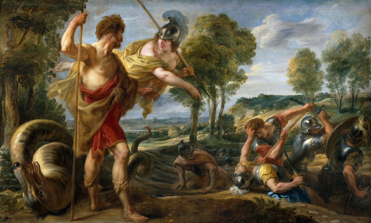 Spanska:  Cadmo y Minerva Cadmus och Minerva av Jacob Jordaens