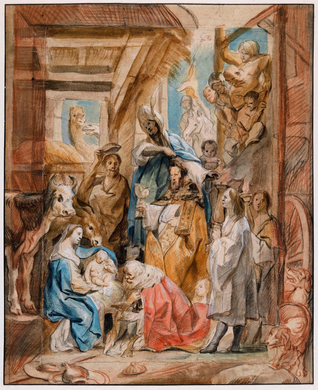 De vise männens tillbedjan av Jacob Jordaens