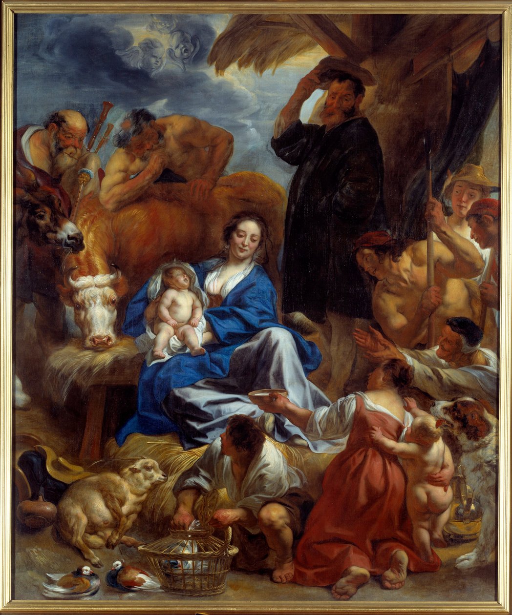 Herdarnas tillbedjan Målning av Jacob Jordaens (1593-1678) (ec.flam.) 1616-1620 Sön. 1,95x1,22 m Lyon, Musee des Beaux Arts av Jacob Jordaens