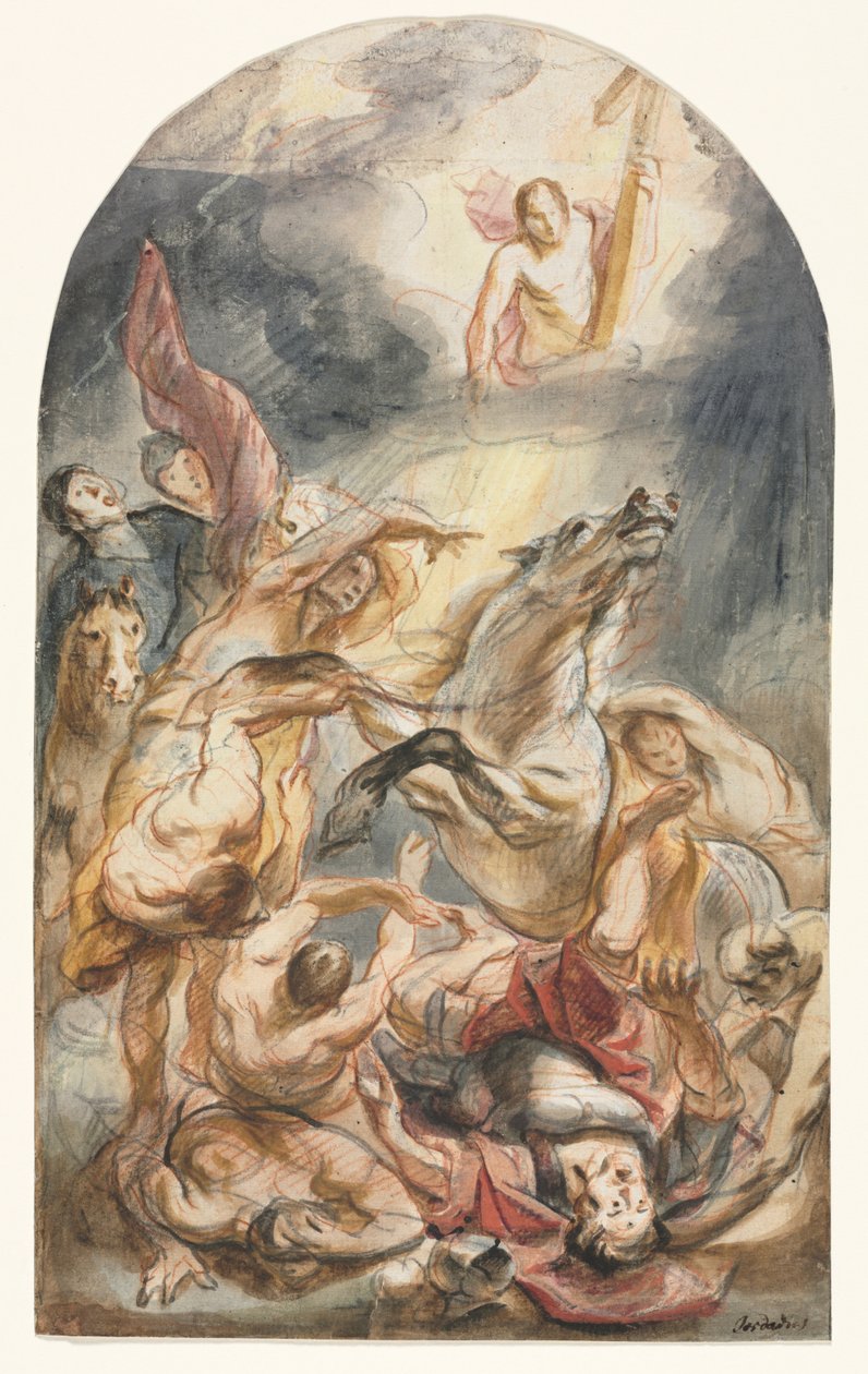 Saulus omvändelse med Kristus och korset, ca. 1645-1647. av Jacob Jordaens