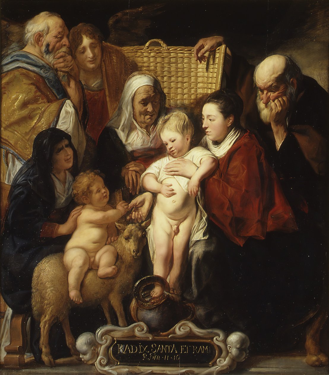 Den heliga familjen med Saint Anne och den unge baptisten och hans föräldrar, tidigt 1620-tal och 1650-tal. av Jacob Jordaens
