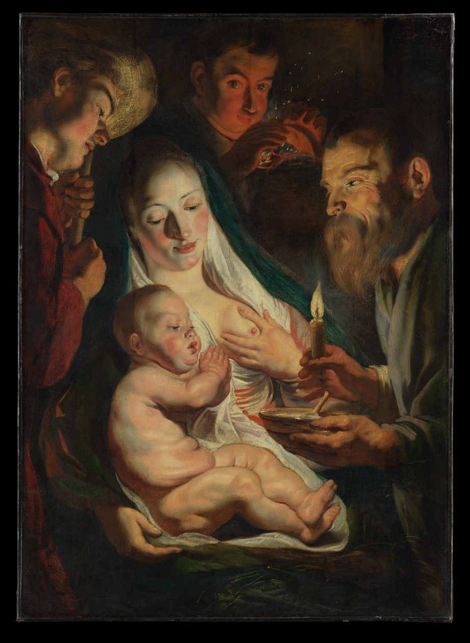 Den heliga familjen med herdar av Jacob Jordaens