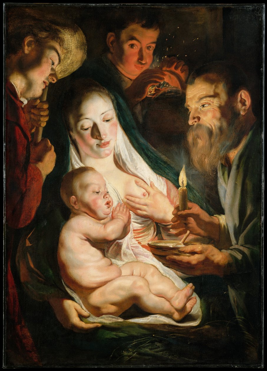 Den heliga familjen med herdar, 1616 av Jacob Jordaens