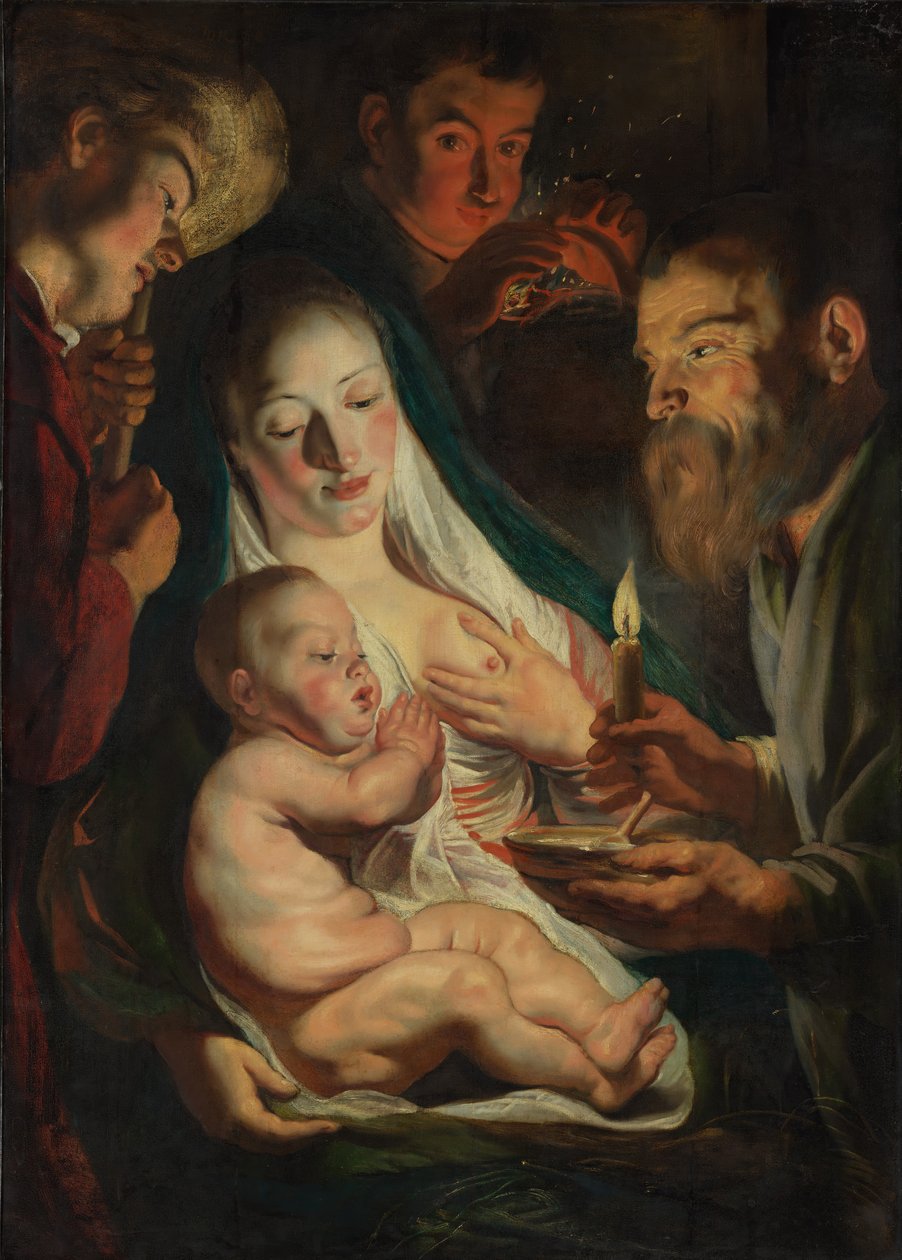 Den heliga familjen med herdar, 1616. av Jacob Jordaens