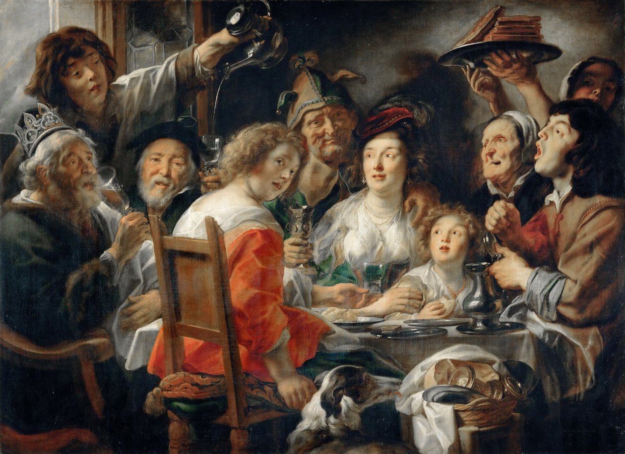Kungen dricker, eller familjemåltid på trettondagsfesten av Jacob Jordaens