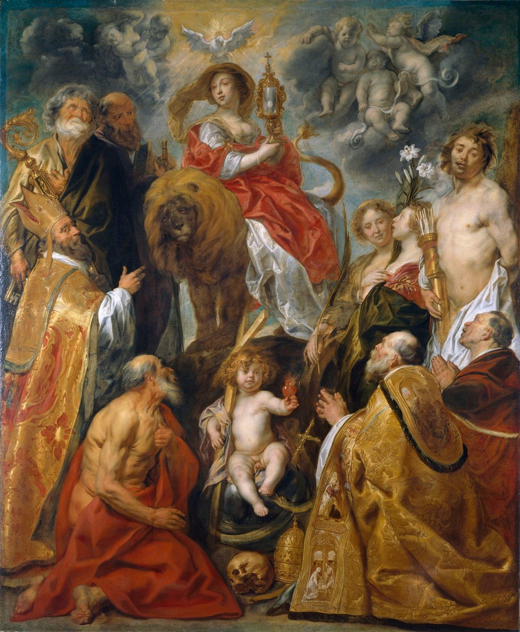 Vördnaden av eukaristin av Jacob Jordaens