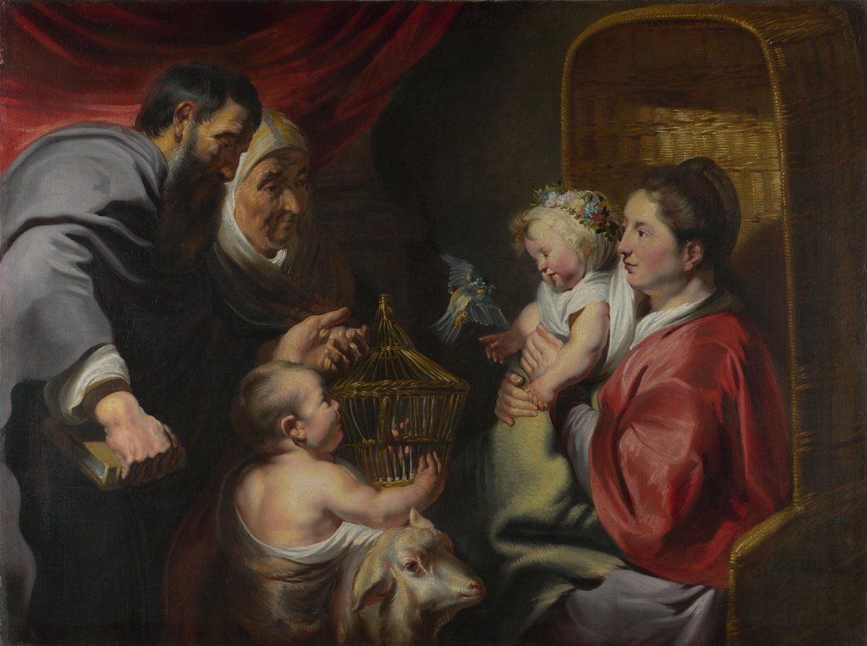 Jungfrun och barnet med de heliga Zacharias, Elizabeth och Johannes Döparen, ca. 1620 av Jacob Jordaens