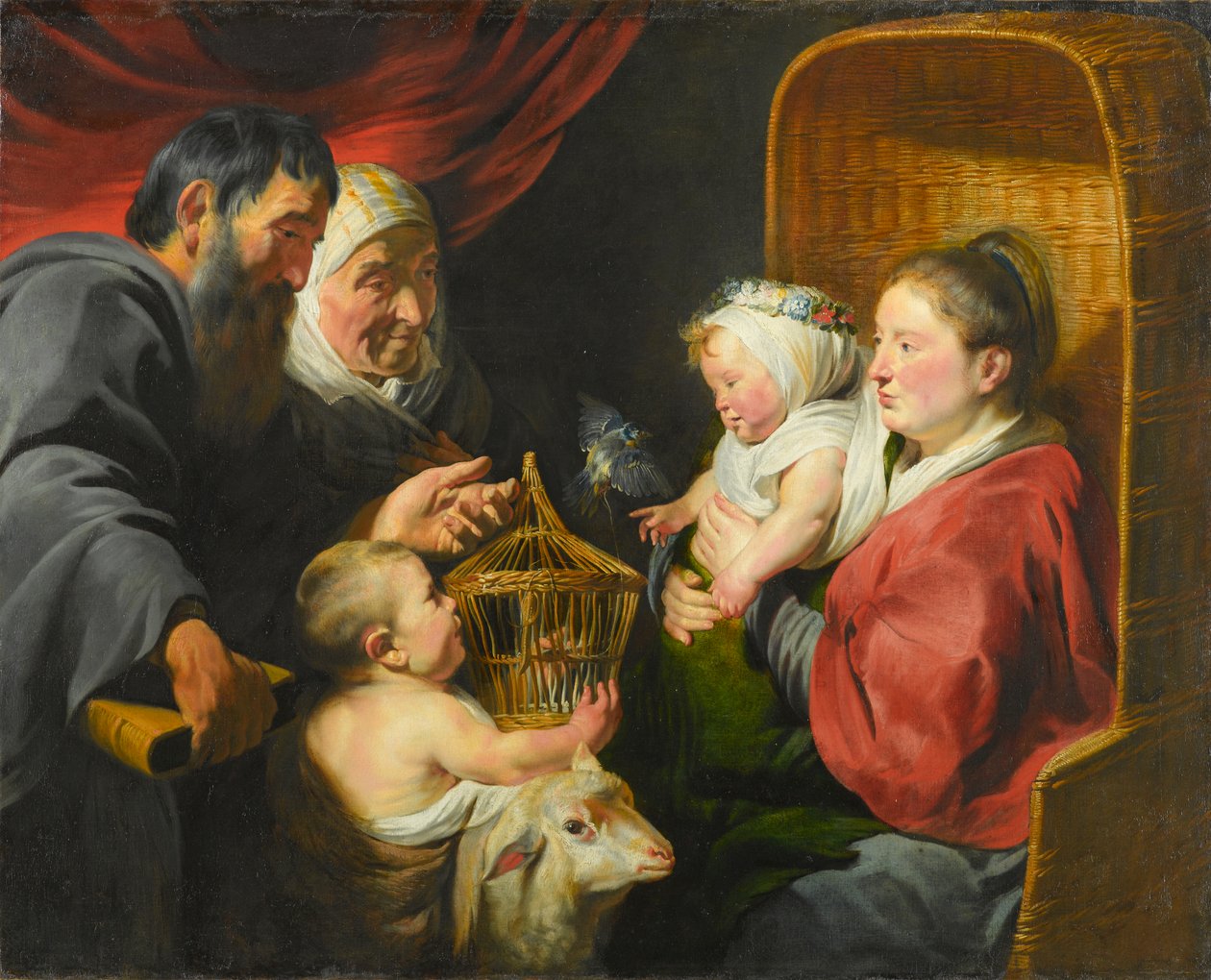 Jungfrun och barnet med Johannes och hans föräldrar, ca 1617-1618 av Jacob Jordaens