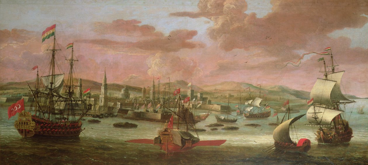 Dutch Men-o"-War och turkiska galärer utanför Konstantinopel av Jacob Knyff