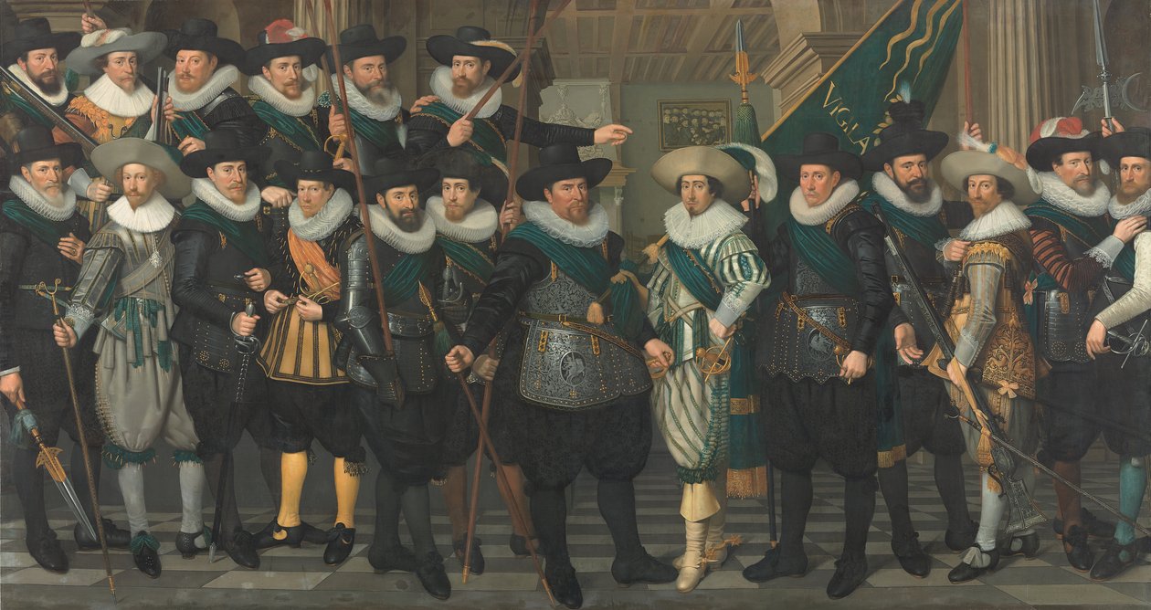 Civic Gardesmen av kompaniet av kapten Jacob Pieterszn Hooghkamer och löjtnant Pieter Jacobszn van Rijn av Jacob Lyon