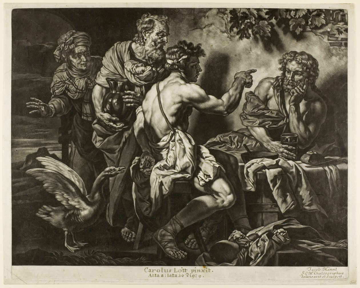 Jupiter och Merkurius med Philemon och Baucis av Jacob Mannl