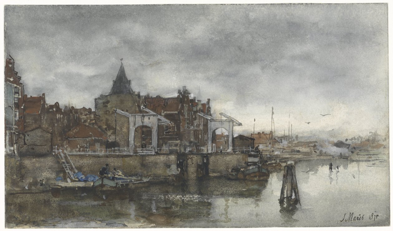 Exteriören med Schreierstoren i Amsterdam av Jacob Maris