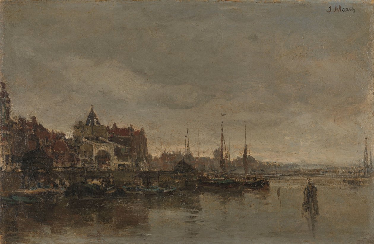 Schreierstoren med bron över Gelderse Kade i Amsterdam av Jacob Maris