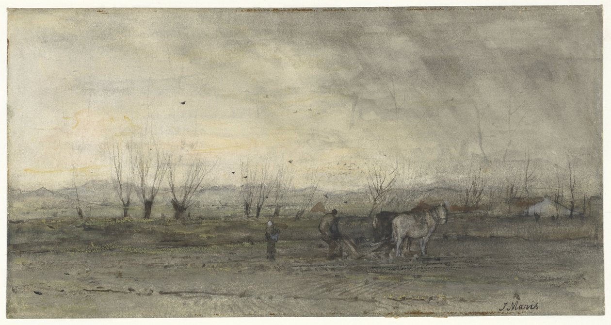 Landskap med en plöjande bonde av Jacob Maris