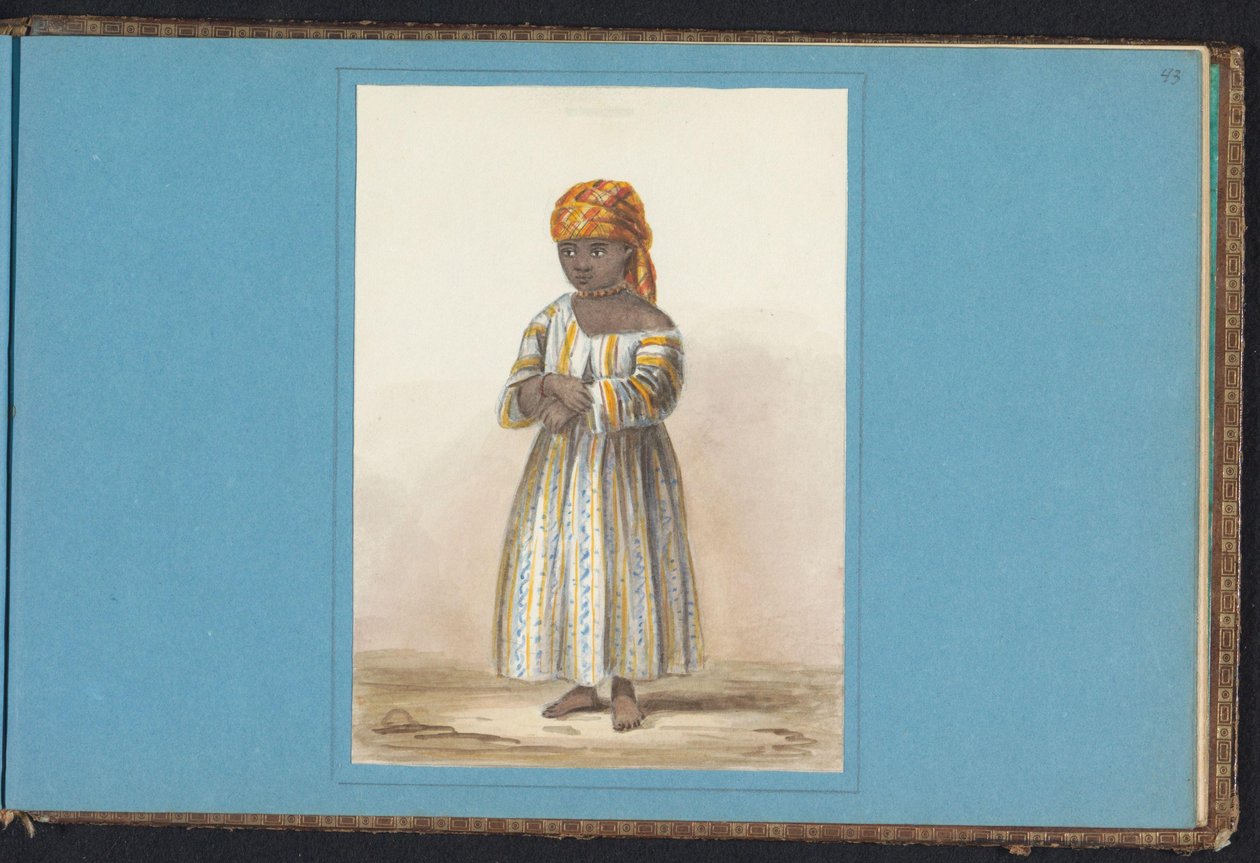 Porträtt av Affi Affie 59 dec (titel på objekt) Album med teckningar av Surinam, s.43 (50) (serietitel) av Jacob Marius Adriaan Martini van Geffen