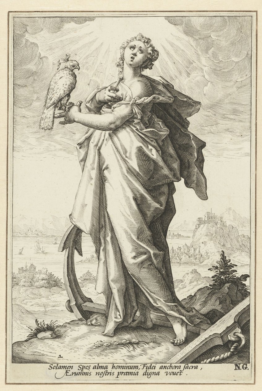 Hope (Spes) Dygderna (serietitel) av Jacob Matham (attributed to)