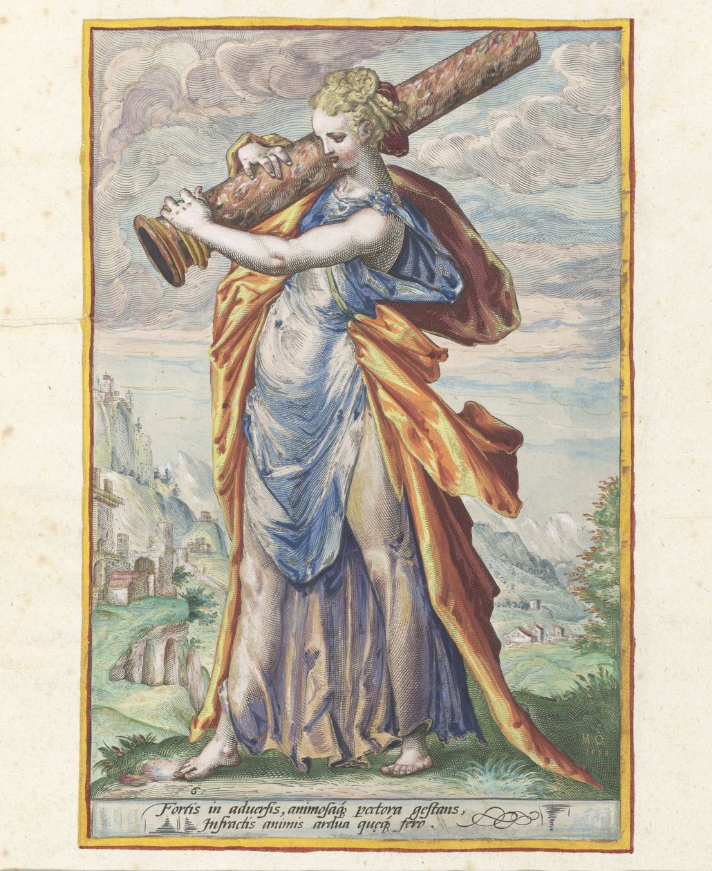 Styrka (Fortitudo) Dygderna (serietitel) av Jacob Matham (attributed to)