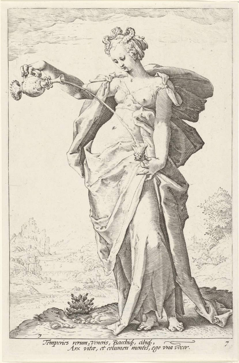 Matigheid (Nykterhet) De Deugden (serietitel) av Jacob Matham (attributed to)