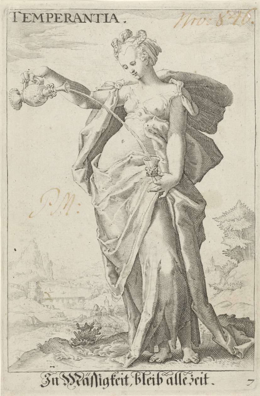 Matigheid (Nykterhet) Temperance (titel på objekt) av Jacob Matham (attributed to)