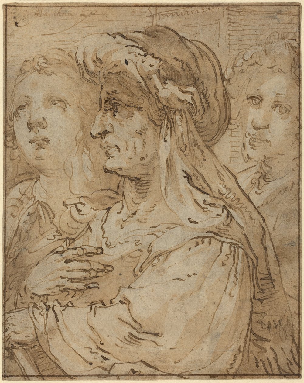 Allegory of Age (penna och brunt bläck med brun lavering på liggande papper) av Jacob Matham