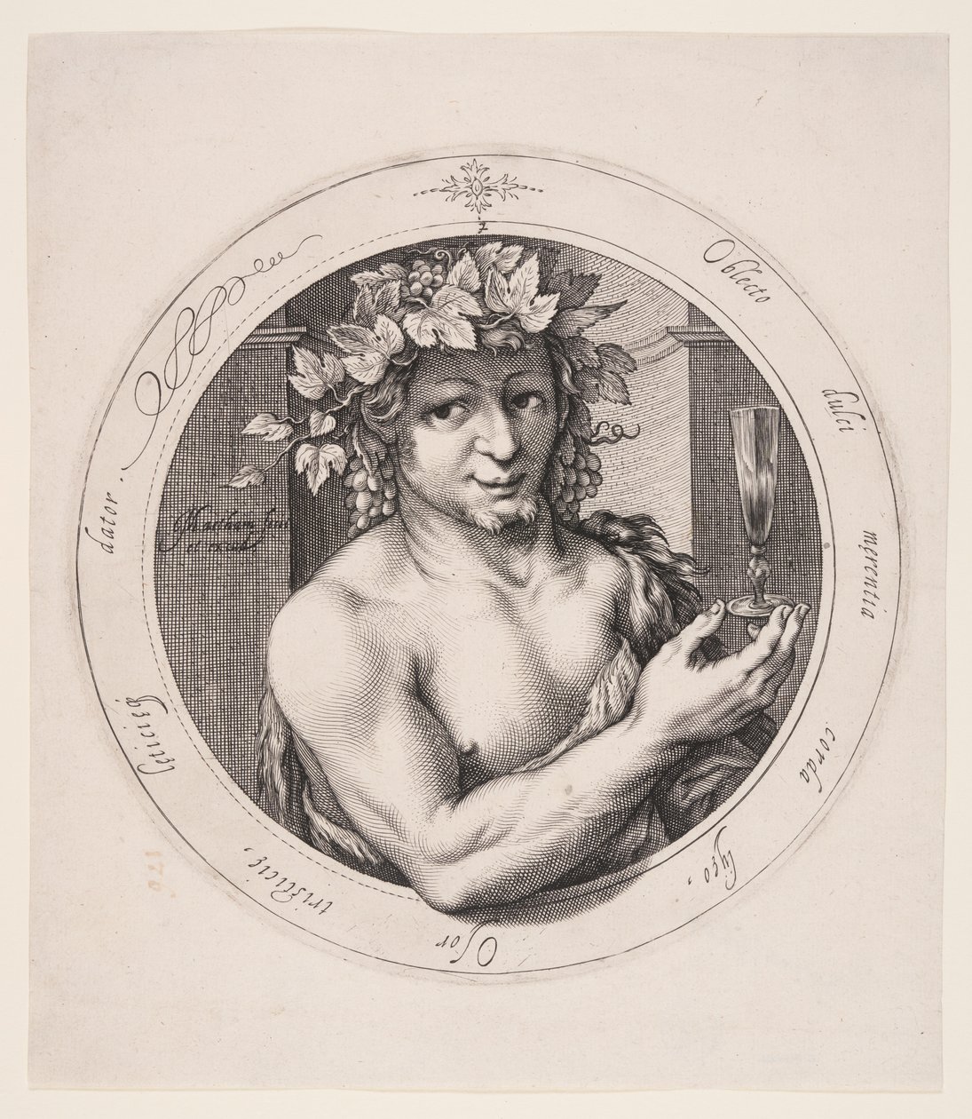 Bacchus, plansch 2 från Serie om tre gudar av Jacob Matham