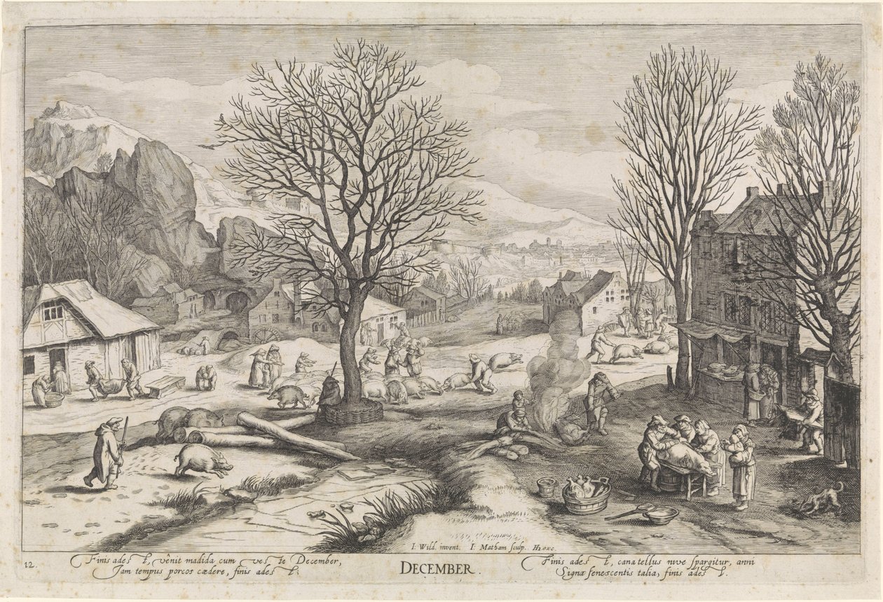 December (titel på objekt) De tolv månaderna (serietitel) av Jacob Matham