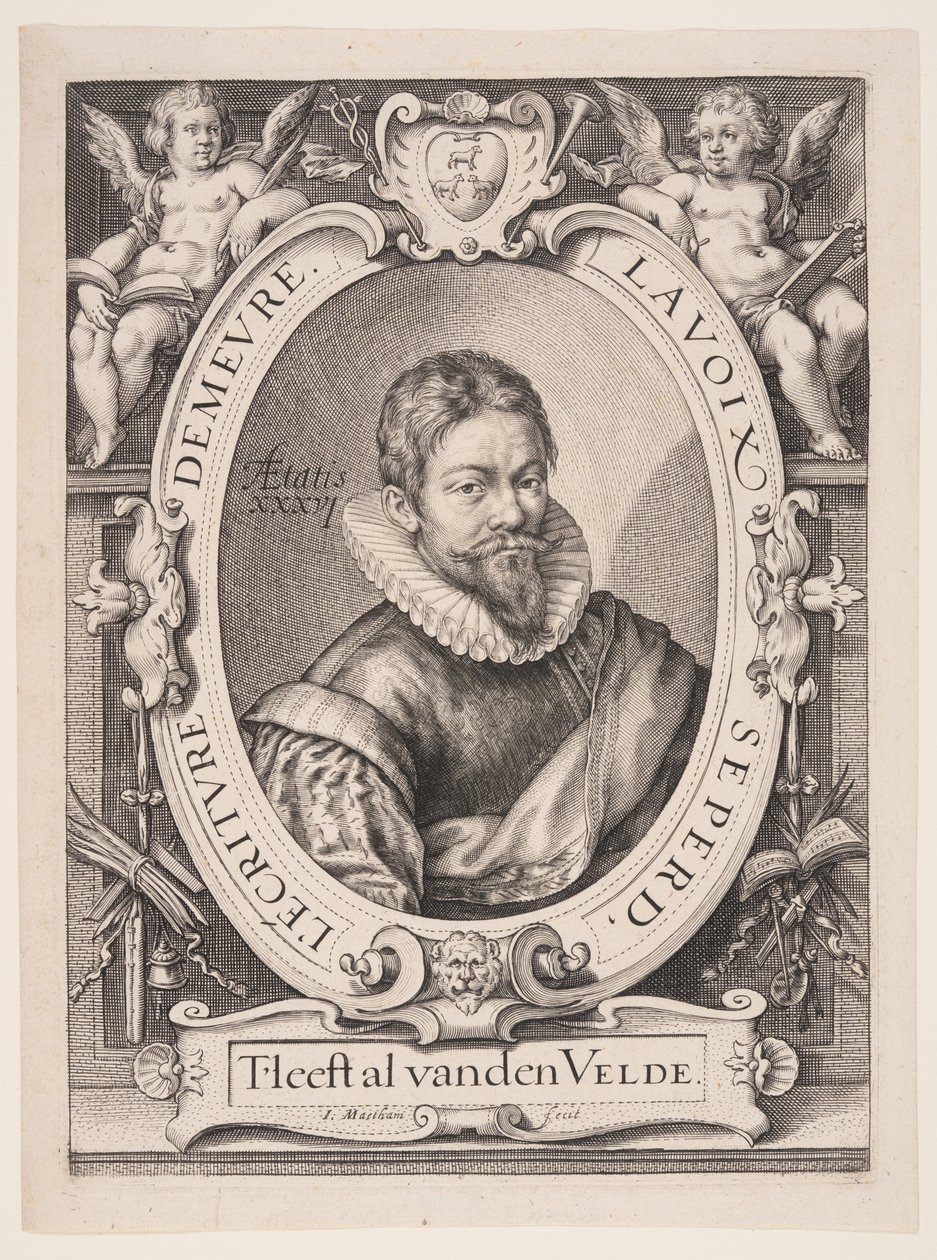 Jan van de Velde den äldre, kalligraf i Haarlem av Jacob Matham