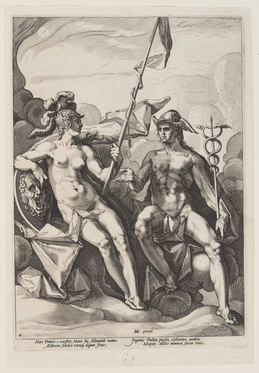 Pallas Athena och Merkurius av Jacob Matham