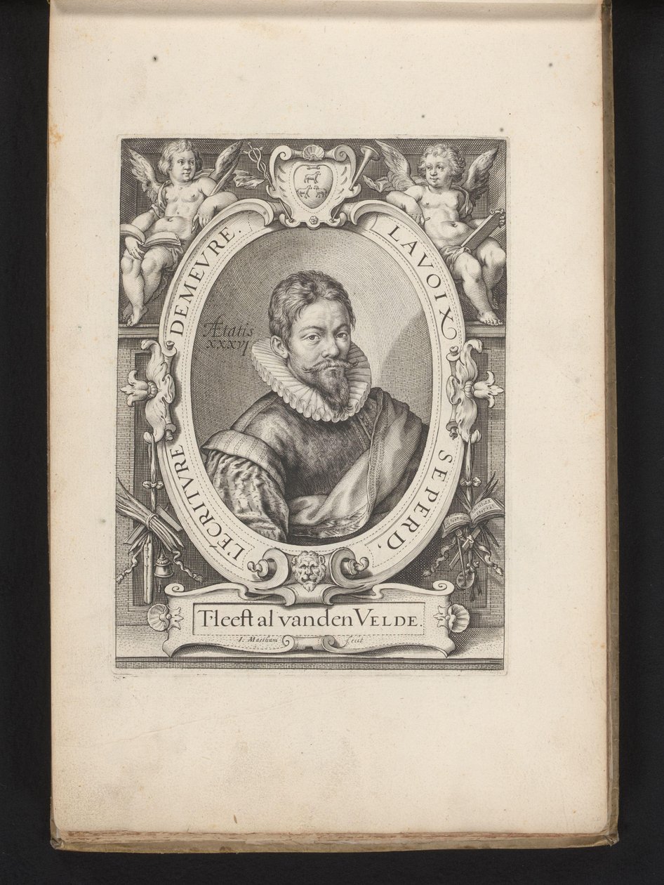 Porträtt av Jan van den Velde vid 36 års ålder Spieghel derwritekonste (serietitel) av Jacob Matham
