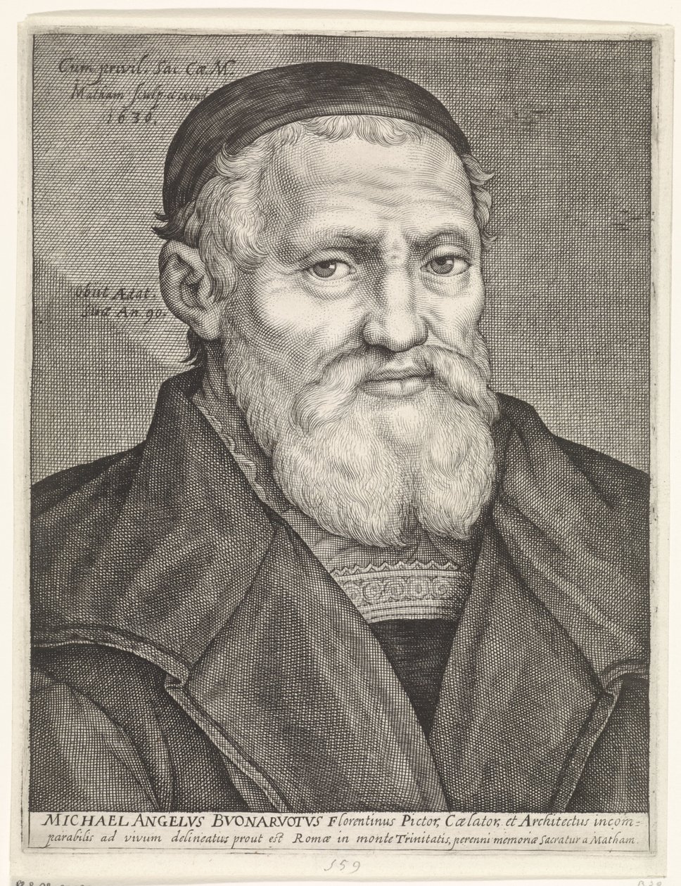 Porträtt av Michelangelo av Jacob Matham