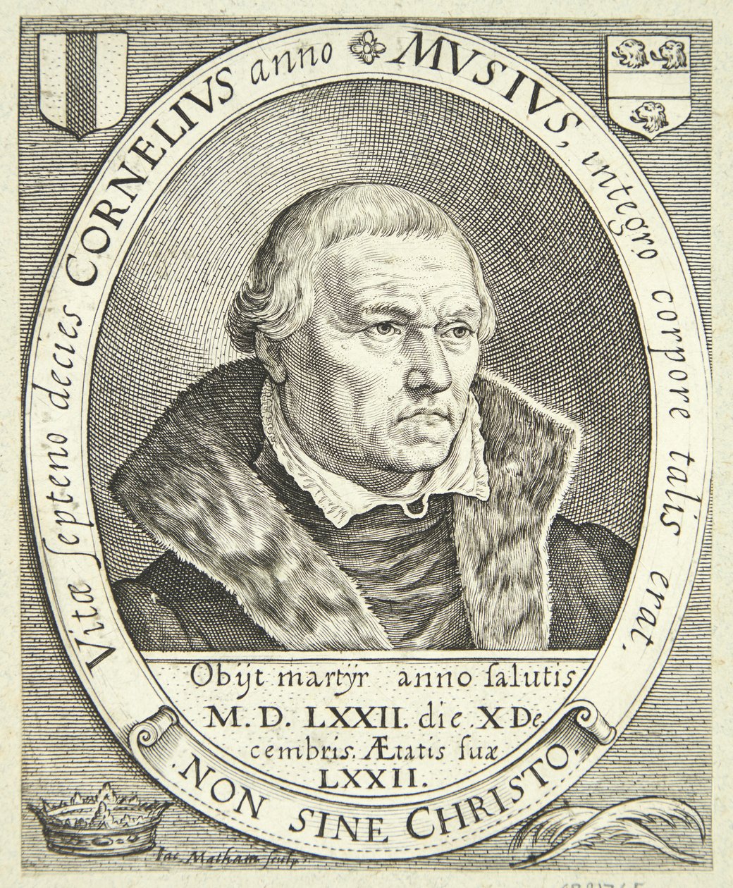 Porträtt av Cornelis Musius av Jacob Matham