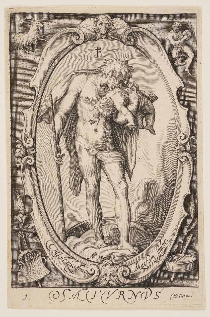 Saturnus (Saturnus), från De sju planeterna av Jacob Matham