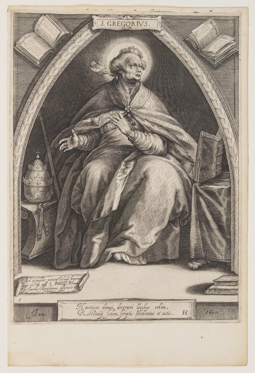 St Gregory, från Kyrkans fäder av Jacob Matham