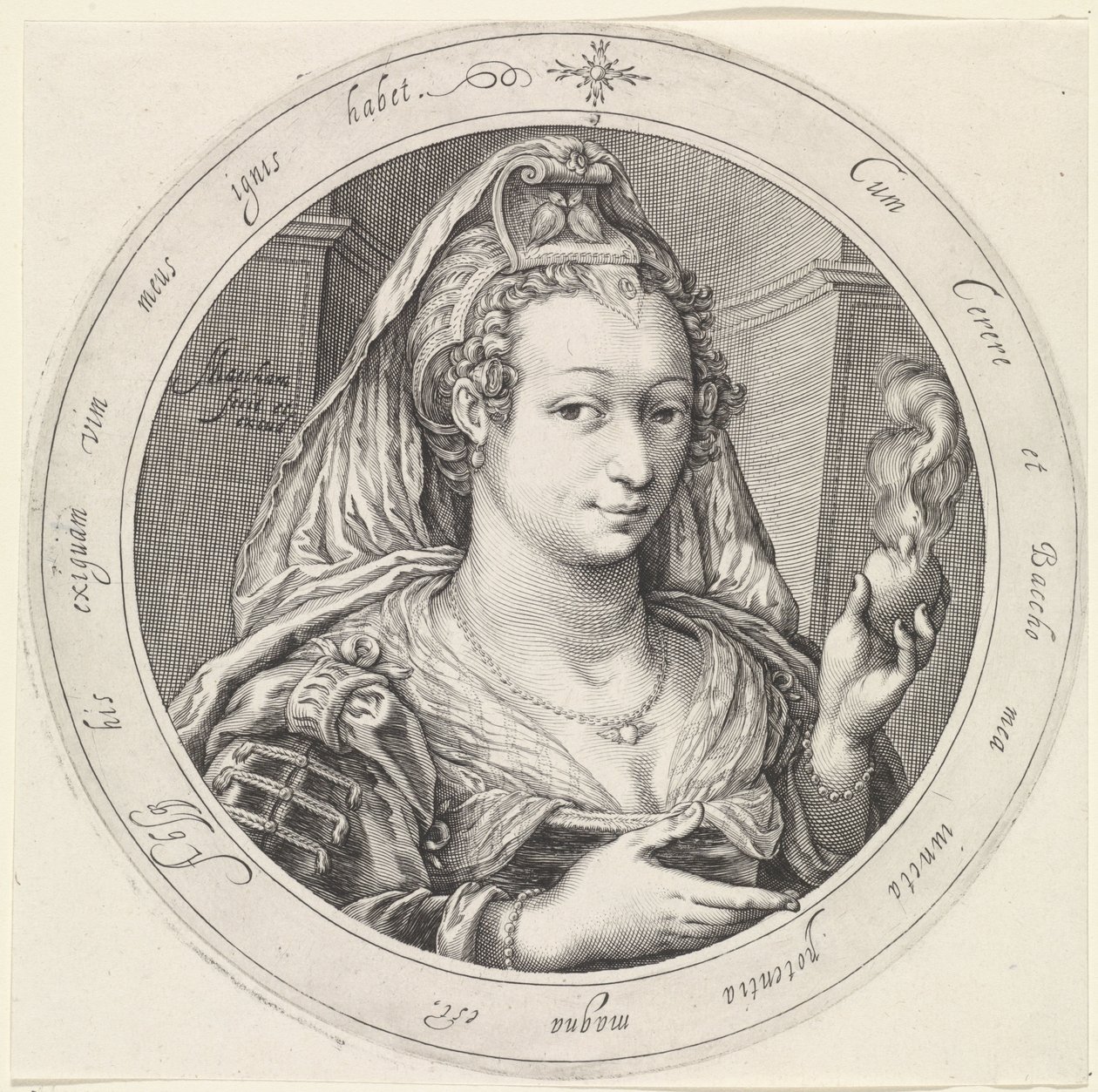 Venus med ett brinnande hjärta Venus, Bacchus och Ceres (serietitel) av Jacob Matham