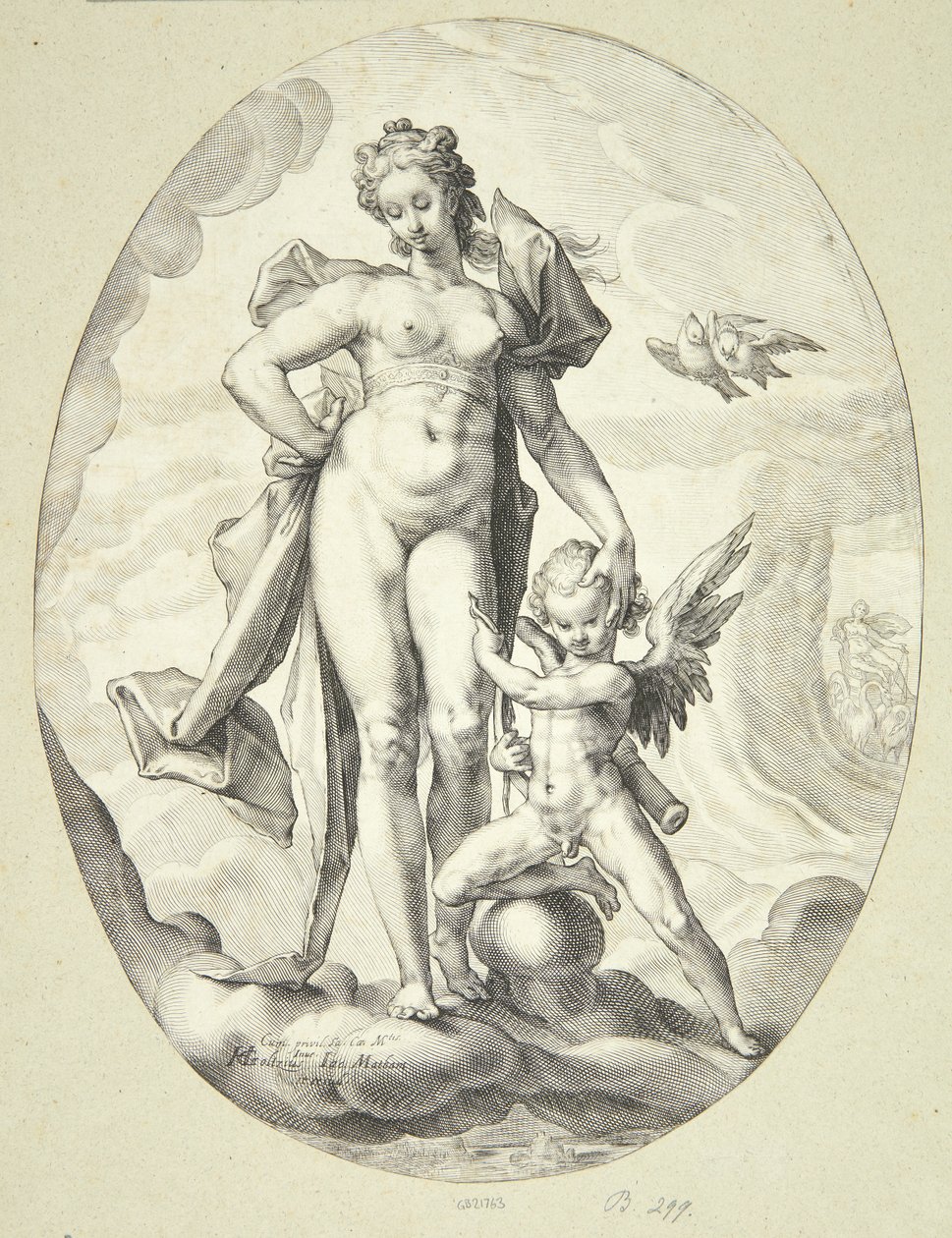 Venus och Amor av Jacob Matham