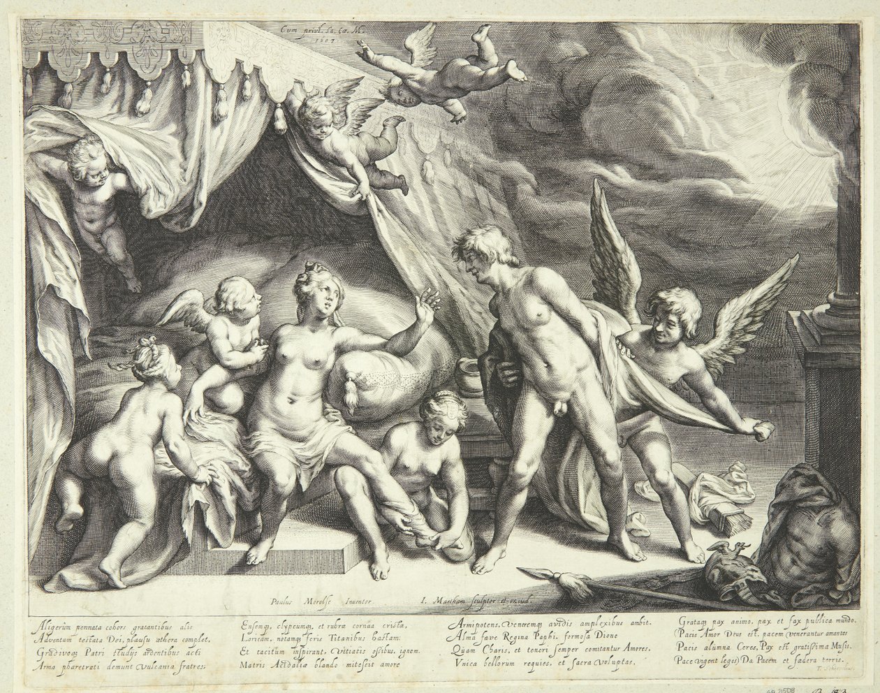 Venus och Mars upptäcktes av Apollo av Jacob Matham