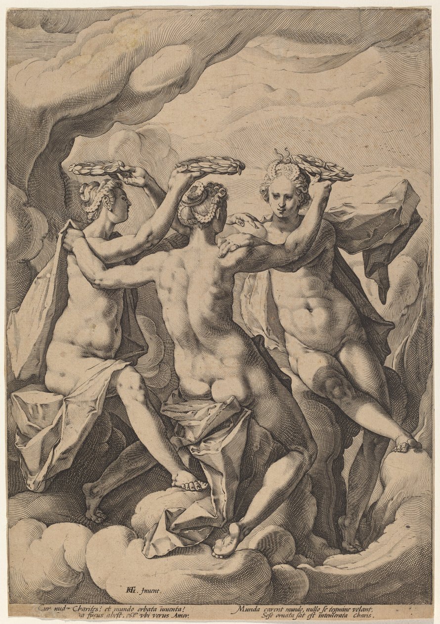 De tre nåderna av Jacob Matham, after Hendrick Goltzius