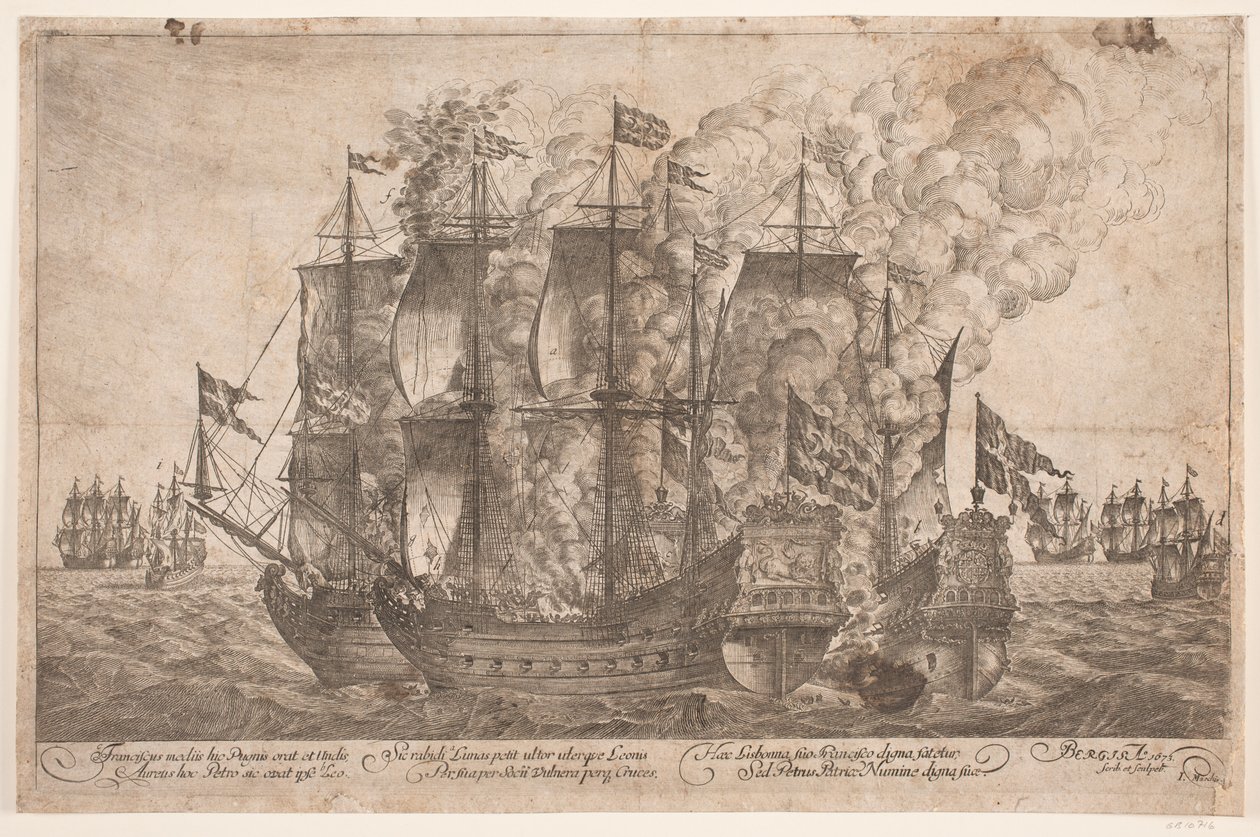 Sjöstrid mellan danska fartyg och ett turkiskt piratskepp av Jacob Mortenssøn Maschius