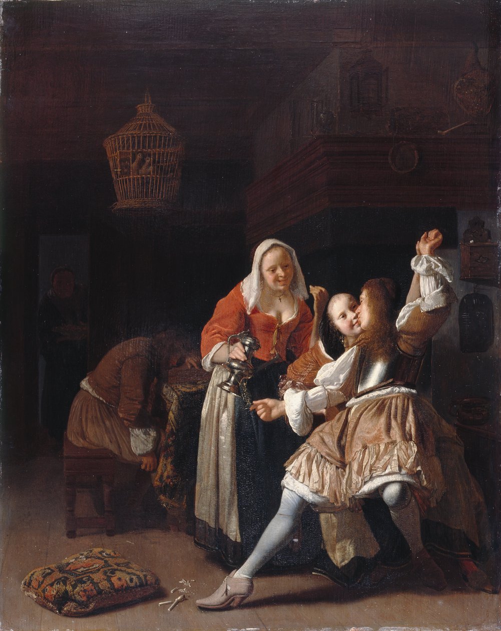 The Embracing Cavalier, ca 1660-65 (olja på panel) av Jacob Lucasz Ochtervelt